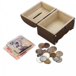 Medinis Piggy Bank Seifas Pinigų Dėžutė Su Spyna Medžio drožyba Rankų darbo One Size ruda