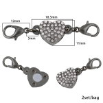 2 rinkiniai/krep&scaron;ys &Scaron;irdelės formos stiprūs magnetiniai užsegimai, omarai tinka apyrankės, karoliai, galinės užsegimo jungtys papuo&scaron;alams gaminti tamsiai pilka spalva