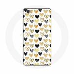 Coque pour Huawei P8 Lite Fond de texture abstraite coeurs noir jaune et gris