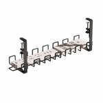 Po stalu montuojami kabelių tvarkymo dėklai be gręžimo spaustuko, laidų tvarkymo lizdų laikymo stovas, namų laikymo priedai