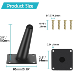 Pakuotėje yra 4 baldų kojos, 20 cm kūgio pasvirusios / vertikalios baldų kojelės, keičiamos spintelės kojelės, sofos pėda 10cm juoda