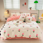 Skalbta medvilninė lova keturių dalių patalynė antklodės užvalkalas 1.2m three-piece set