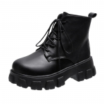 Madingi moteri&scaron;ki ankle boots rudeniui ir žiemai, platforminiai, apvaliu priekiu, moteri&scaron;ki punk stiliaus batai, su storu padu, rai&scaron;teliais, koviniai batai, dydis 35-42 40 juoda