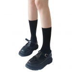 Mergaičių kelių ilgio kojinės, vidurinės mokyklos uniformos kojinės, besiūlės ilgos kojinės, kvėpuojančios plonos kojinės 22cm juoda