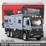 1:24 &bdquo;Mercedes Benz&ldquo; kemperio RV namelio ant ratų žaislinis automobilio modelis, lietaus metalo laužo sunkvežimio žaislinis automobilio modelis su garsu ir &scaron;viesa, tinkantis vaikams, berniukams ir mergaitėms pilka spalva