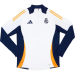 Adidas Real Madrid 2024-25 1/4 užtrauktukas stovima apykaklė Madingas laisvalaikio sportinis futbolo mar&scaron;kinėlis Unisex vir&scaron;utinė dalis Balta IT5119 2XL