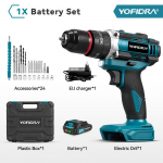 YOFIDRA 3IN1 Elektrinis smūginis gręžtuvas 25+3 sukimo momentas Rankinis belaidis smūginis gręžtuvas Medžio apdirbimo elektrinis įrankis Makita 21V baterijai 1 Battery-EU Plug