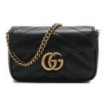 Gucci GG Marmont Patrintas Auksinis Logotipas Grandinėlės Peties Rankinė Dygsniuota Oda Mini Piniginė Moteri&scaron;kos Rankinės Juoda 575161-DTDCT-1000 Basic Set (Bag+Dust Bag)
