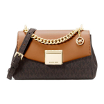 Michael Kors Lita Klasikinis Monogramos Derinys Senovinis Spalvų Blokinis Kasdienis Logotipas Grandinėlė Drobės Crossbody Krep&scaron;ys Moteri&scaron;kas Crossbody Krep&scaron;ys Ruda Tamsiai Ruda 35H0GXPC1V-BROWN Basic Set (Bag+Dust Bag)