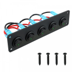 Perjungimo skydelis 5 Gang 12-24V Round Dash Rocker Perjungimo vidinės dalys LED Atsparus vandeniui RV jachtai MarineCar Marine žalia