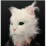 Balta Juoda Katė Gyvūno Galvos Kaukė Latekso Kostiumas Helovinas Cosplay &Scaron;alis White Cat white