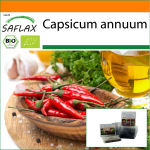 SAFLAX Sodas mai&scaron;elyje &ndash; Ekologi&scaron;ki &ndash; Aitri čili pipirai &ndash; De Cayenne Long Slim &ndash; 10 sėklų &ndash; Su substratu tinkamame stovimame mai&scaron;elyje &ndash; Capsicum annuum