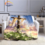 Jėzaus antklodė Christ Flanel Warmth Mink&scaron;ta pliu&scaron;inė sofa-lova svaidoma antklodė Mergelės Marijos ir Jėzaus serijos religinių tikėjimų antklodė 150x200cm