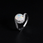 925 Sterlingo sidabro opalo žiedas natūralus etiopija opalas ovalus 7*9mm 1,5ct brangakmeniai puikūs papuo&scaron;alai moterims graži dovana us ring size 7# balta