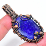 Sapphire Natural Gemstone Handmade Copper Wire Wrap Pendant 2.44 n0w55