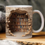 Keraminis 3D Bibliotekos Knygos Puodelis Lentyna Puodelis Kūrybinio Erdvės Dizaino Daugiafunkcis Puodelis Kavos Puodelis Mokslui Pieno Puodelis Draugų Gimtadienio Dovana 301-400ml