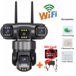 3 objektyvo vaizdo stebėjimo kamera Wi-Fi tinklo CCTV kamera 4G SIM kortelė bevielis 360 monitorius lauko vandeniui atsparios apsaugos kameros WiFi Camera