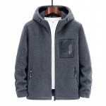 Žiemos Naujas Teddy Velvet Laisvas Jaunatvi&scaron;kas ir Vidutinio amžiaus Stovinčios apykaklės Vyri&scaron;kas Megztinis &Scaron;varkas Neutralus Vėjuotas Storas Paltas 3XL pilka