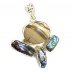 Les Tr&eacute;sors De Lily [E5043] - Pendentif Argent 'Oracle' Jaspe- Perles