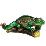 Les Tr&eacute;sors De Lily [Q2046] - Coffret &agrave; Bijoux 'Iguane' vert - 11x5x4 cm