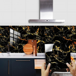 10 vnt. juodos ir auksinės marmurinės plytelės lipdukas virtuvės Backsplash, alyvai atsparus spintelės praustuvo nulupimas ir lipdukas vandeniui atsparūs meniniai sienų lipdukai 10cmX10cmX10pcs