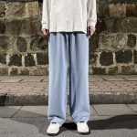 Vyri&scaron;ki džinsai plačiomis kojomis 2024 m. Y2K Baggy Oversized Oversized Denim Hip Hop Streetwear Korėjieti&scaron;kos kelnės Vintažinės bėgimo kelnės su rai&scaron;teliu Džinsai Vyri&scaron;ki sportiniai kelnės 2XL &scaron;viesiai mėlyna spalva