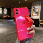 Fluorescentinis skaidrus telefono dėklas, skirtas iPhone 14 13 12 11pro Max Xr Xs Max 14plus X Soft TPU smūgiams atsparus rie&scaron;o dirželio stovo galinis dangtelis For iphone 14Pro max