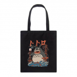 Fat Totoro Cute Print Daugkartinis pirkinių krep&scaron;ys Moteri&scaron;ki krep&scaron;iai Spausdinimo Ekologinis krep&scaron;ys Animacinių filmų pirkėjų senoviniai juodi drobiniai krep&scaron;iai ant peties 34*42cm