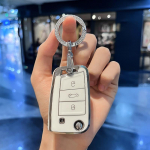 Skirta VW Volkswagen Golf 7 MK7 Tiguan MK2 Skirta SEAT Ateca Leon FR 2 Ibiza Skirta Skoda Octavia A7 TPU automobiliniam nuotolinio rakto dėklo dangtelio dangtelio fob raktų pakabukas set 2 balta