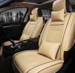 Vandeniui atsparus automobilio sėdynės užvalkalas Universalus odinis auto priekinės sėdynės pagalvėlė su pagalvėmis arba be pagalvės 1PCS（with pillow） smėlis