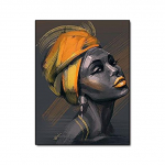 Abstrakti juoda moteris, pie&scaron;ianti geltoną skrybėlę Afrikos mergaičių drobės spaudiniai Sienų meno plakatas Modernaus dekoro paveikslas interjero dekoravimui 20x30cm