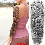 1 vnt., 480*170 mm, visos rankos laikina tatuiruotė lipdukas, rankovė, vyri&scaron;ka, moteri&scaron;ka, mada, seksuali netikra tatuiruotė Vilko liūto tigro pie&scaron;imo tatuiruotė Kaukolės angelo tatuiruotė TQB-122
