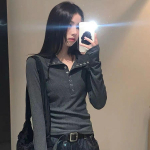 Masyvūs moteri&scaron;ki mar&scaron;kinėliai Seksualioms merginoms Y2K Vir&scaron;utiniai sportiniai drabužiai Moteri&scaron;ki laisvalaikio mar&scaron;kinėliai ilgomis rankovėmis Madingi Lady Club Bar T302 mar&scaron;kinėliai D S