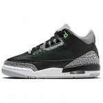 Air Jordan 3 Retro GS Green Glow Vaikų Sportbačiai Juodi Vilko pilki Balti DM0967-031 36