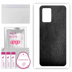 apgo Protective Skin Sticker for the back compatible with Realme Q3i 5G, Wrap Film, Foil, Vinyl - Pattern Black Leather