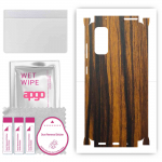 apgo Protective Skin Sticker for the back+sides compatible with Samsung Galaxy S20 5G UW, Full Wrap Film, Foil, Vinyl - Pattern Tigerwood