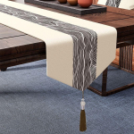 Naujas kini&scaron;kas stalo takelis, dažytas verpalais žakardinis peizažinis stalo vėliavėlė, juodai baltas tu&scaron;o tapybos dekoratyvinis arbatos valgomojo stalo staltiesė su kutais 32*120cm