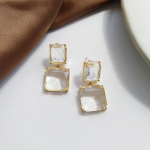 Pinkdudu Korėjieti&scaron;ka versija Clear Crystal Drop Stud Stud Auskarai Paprasto lydinio Geometriniai Kvadratiniai Auskarai Moterims Papuo&scaron;alai Dovanos PD683 balta