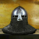 Viduramžių Bascinet Hounskell &scaron;almas XIV amžiaus plieninis grandininis riteris &scaron;almas Mū&scaron;io kario &scaron;arvų &scaron;almas