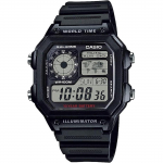 Casio Pasaulio laiko skaitmeninis laikrodis AE-1200WH-1AV Black, International Edition, Parallel Import