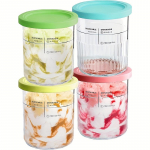 4 vnt. Ninja Creami Deluxe 11 viename &scaron;eimyninio dydžio pintos, dangteliai 24 uncijos NC500/NC501 konteineriai visam &scaron;aldytam maistui, galima plauti indaplovėje, be BPA 4pcs
