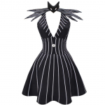 Anime Jack Skellington Cosplay Kostiumas Kalėdinis Apranga Juoda Dryžuota Suknelė Moteriai Helovino Kostiumas Moteriai XL smėlis
