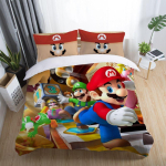 Super 3 dalių Nintendo Mario Animacinis Odyssey Vienos plok&scaron;tės Antklodės užvalkalas Lovos patalynės komplektas E,Single（3pcs）