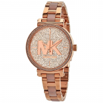 Michael Kors Sofie Crystal Rausvo aukso atspalvio nerūdijančio plieno moteri&scaron;kas laikrodis MK4336 rožinio aukso spalvos