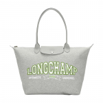 Longchamp Le Pliage Madinga Laisvalaikio Medvilninė Rankinė Su Logotipu Moteri&scaron;ka Tote Pilka 1899HEA112 Basic Set (Bag)