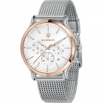 Maserati Epoca Sidabrinis Metalinis Vyri&scaron;kas Kvarcinis Chronografas su Data R8873618009 sidabras