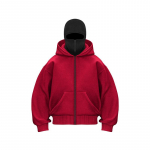 Y2K Gothic Harajuku Double Hat Design Sportiniai drabužiai Naujas Žiemos Hoodie Ninja Kaukė Laisvas ir universalus žieminis vėjui atsparus gobtuvas M raudona