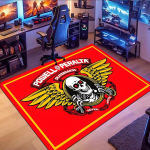 Powell Peralta riedlentės logotipas kilimas, tinkamas svetainei, miegamajam, žaidimų kambariui, kompiuterių kambariui ir namų dekoravimui. 60x90cm( 23x35in ) red