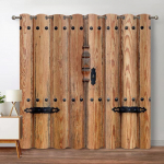 Kaimi&scaron;kos medinės užtemdytos užuolaidos Vintažinės tvarto durys kaimo sodybos langų užuolaidos miegamojo svetainei Auk&scaron;tas &scaron;e&scaron;ėliavimas W91.5 X H245cm X 2