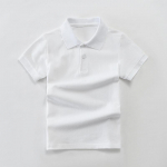 Vaiki&scaron;ki polo mar&scaron;kinėliai: Medvilninė uniforma trumpomis rankovėmis pradinei ir vidurinei mokyklai &ndash; balta arba mėlyna (Dydžiai 100-190) Size 130cm